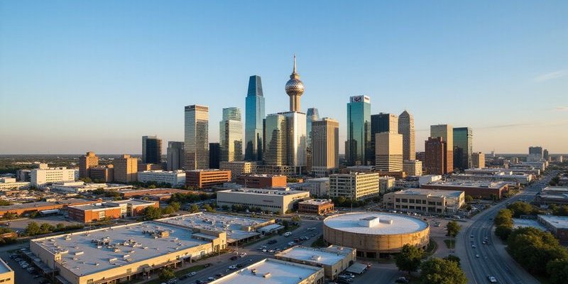 Dallas Fort Worth business district aerial view